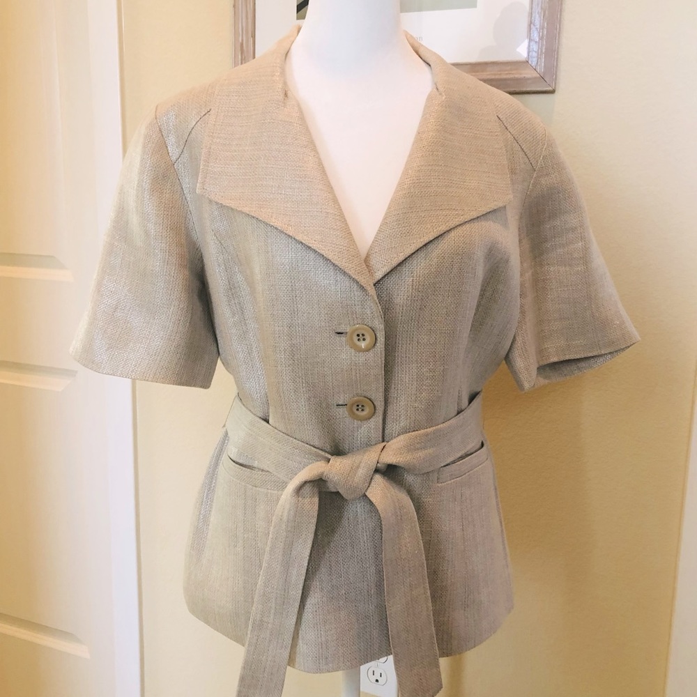 Kasper Separates Short Sleeve Button Front Jacket Size 12